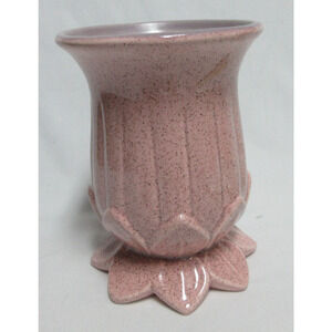 Red Wing Pottery Pink Speckled Vase Charles Murphy 1439 Petal Foot Design EUC 6"